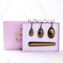 Load image into Gallery viewer, Tiger Eye Yoni Egg Set – Natural Jade Eggs for Kegel Exercises & Vaginal Health - Toys for Big Girls