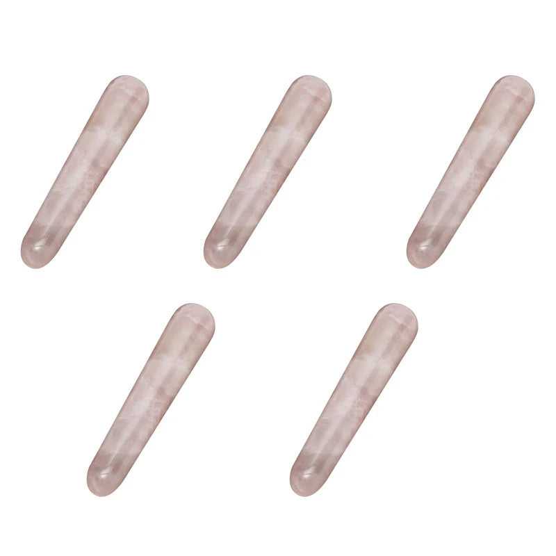 5 Natural Rose Quartz Yoni Wands - Polished Gemstone Massage Crystals