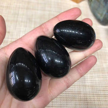 Load image into Gallery viewer, Natural Black Obsidian Yoni Egg for Crystal Healing, Polished Stone, Reiki &amp; Meditation (40-45mm
