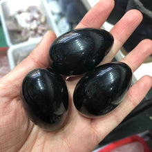 Load image into Gallery viewer, Natural Black Obsidian Yoni Egg for Crystal Healing, Polished Stone, Reiki &amp; Meditation (40-45mm
