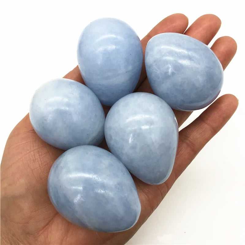 Natural Blue Celestine Yoni Egg - Polished Crystal for Healing & Reiki