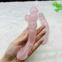 Load image into Gallery viewer, Natural Rose Quartz Crystal Massage Stick – Gemstone Wand for Relaxation &amp; Healing
