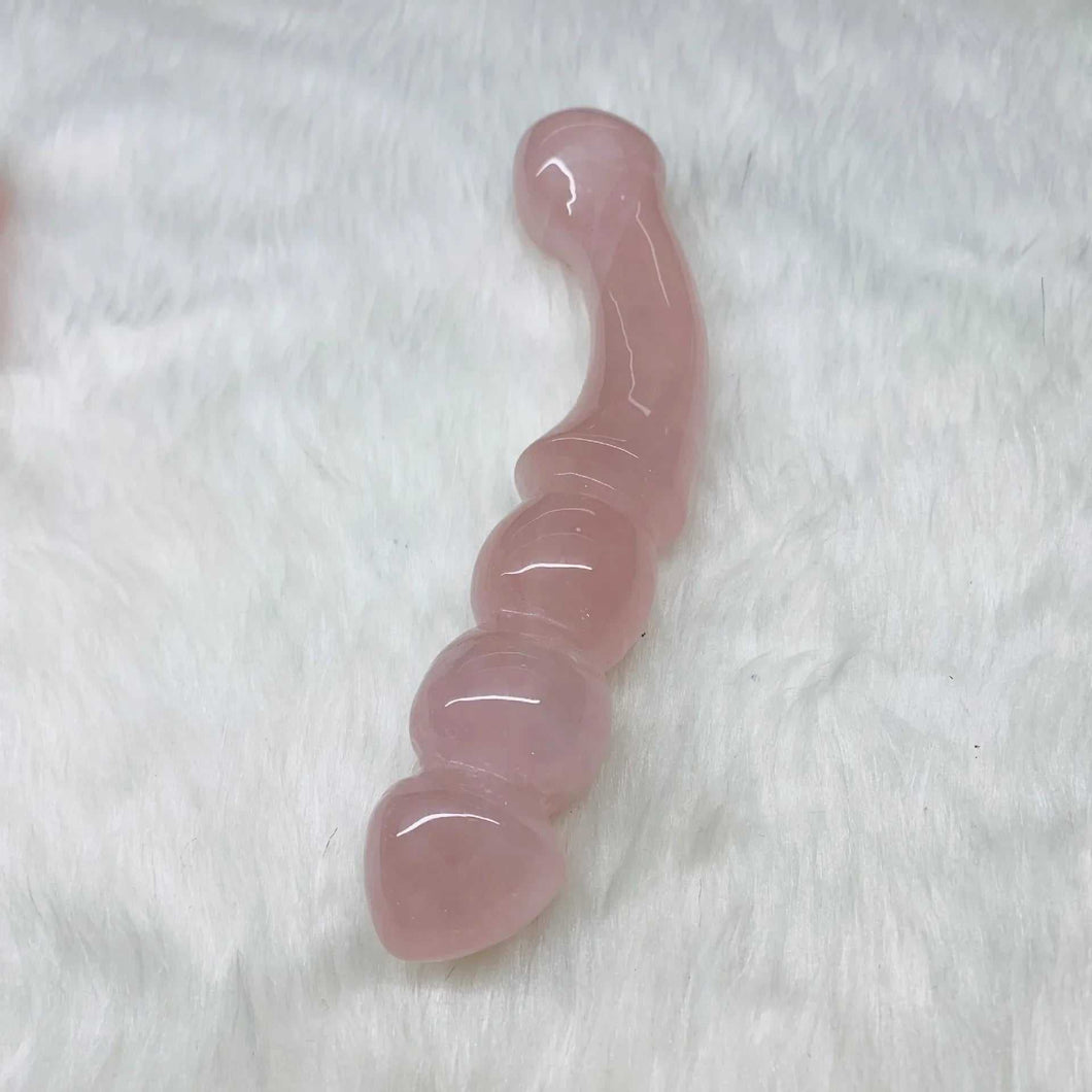 Natural Rose Quartz Crystal Massage Stick – Gemstone Wand for Relaxation & Healing