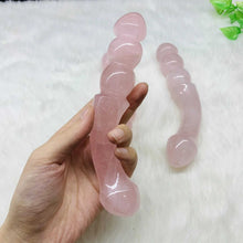 Load image into Gallery viewer, Natural Rose Quartz Crystal Massage Stick – Gemstone Wand for Relaxation &amp; Healing
